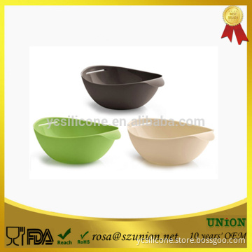 Food grade BPA free silicone baby feeding bowl with handles